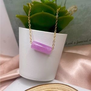 GOLD PURPLE BARREL BAR NECKLACE